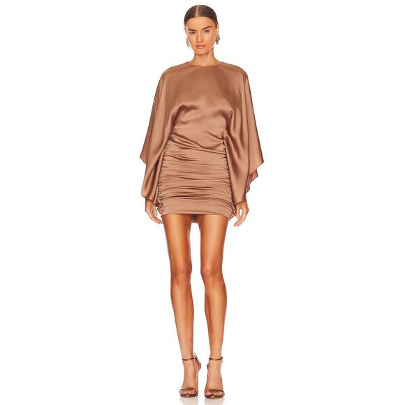 SIMKHAI Kadence Belle Sleeve Mini Dress in Latte - Picture 1 of 9